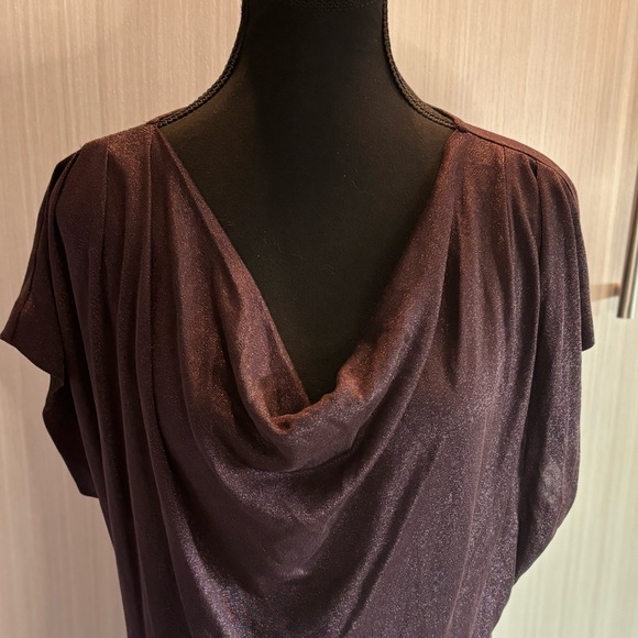 Ann Taylor Cowl Neck Sheath Dress Deep‎ Plum with Sparkle Size L - Picture 6 of 13